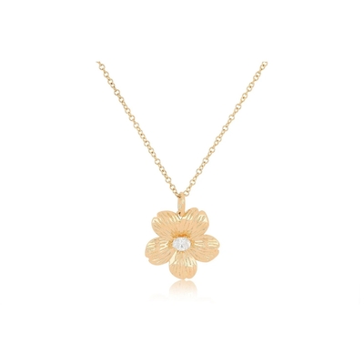 925 Sterling Silver Material Type Gold Plated Dainty Cherry Blossom Flower Pendants