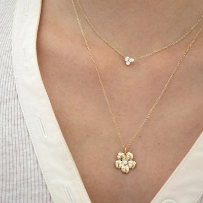 925 Sterling Silver Material Type Gold Plated Dainty Cherry Blossom Flower Pendants