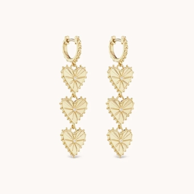 دست سازي 14K طلايي پوشيده Dangle Multi Huggies قلب طلايي گوشواره ها