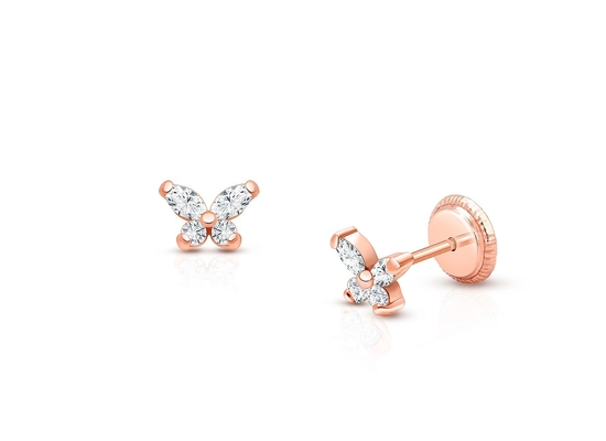 نوع مذهبی هیچ کدام 925 نقره ی استرلینگ گوشواره ی پروانه ای با طلای 18K