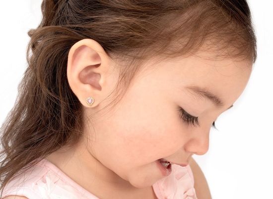 گوشوارههای میخی نقره استرلینگ 925 با طرح قلب و نگینهای صورتی و سفید CZ با روکش پاوه برای جواهرات ظریف کودکان