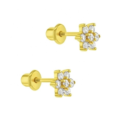 گوشواره های گلدار زره ای 5 میلیمتر 18 کیلوگرم