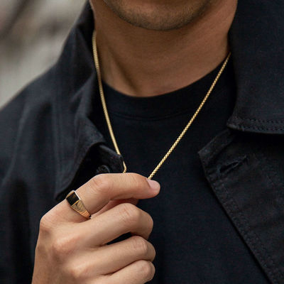 زنجیر گردنبند جعبهای گرد با روکش طلای 18 عیار دستساز با ارسال سریع و لوگوی قابل تنظیم