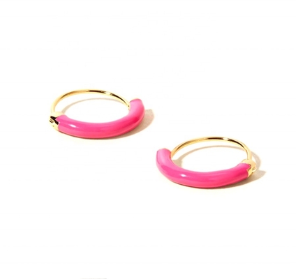 گوشواره های نقره ای 925 استرلینگ 18 میلی متر حلقه های دیا با مروارید گلابی داغ و طلا 18K