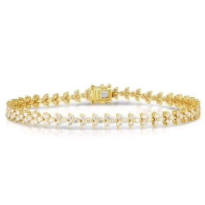 طراحان 18K طلا 925 استرلینگ نقره گل سحر زنان دستبند تنیس با زرقون