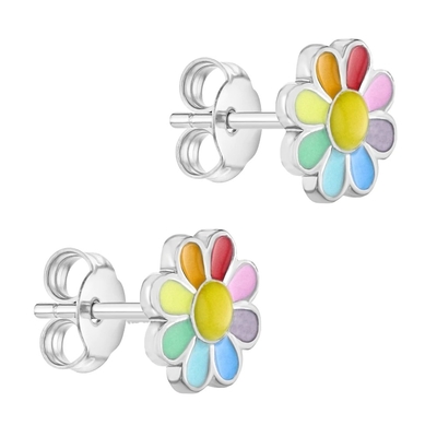 925 استرلینگ نقره ای، رنگارنگ پرنسس نازک گل، گوشواره ای برای دختران