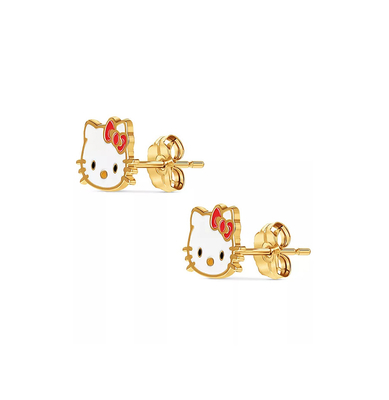 گوشواره های طلایی 18K Hello Kitty برای دختران در 925 Sterling Silver