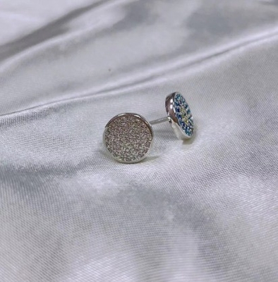 دایره زیرکون 18K طلا پوشانده شده دست ساز میکرو Pave CZ چشم ترکیه طراحی استود گوشواره 925 نقره ای