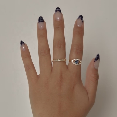 اندازه سفارشی 925 استرلینگ نقره ای قطع شده، حلقه چشم با نقره 18K طلا
