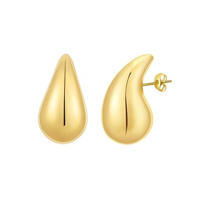 لوگو سفارشی 18K طلا پوشانده اشک قطره سوراخ استد گوشواره برای دختران جشن جواهرات