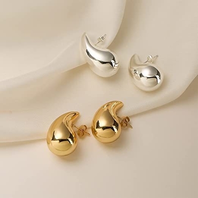 لوگو سفارشی 18K طلا پوشانده اشک قطره سوراخ استد گوشواره برای دختران جشن جواهرات
