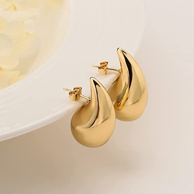لوگو سفارشی 18K طلا پوشانده اشک قطره سوراخ استد گوشواره برای دختران جشن جواهرات