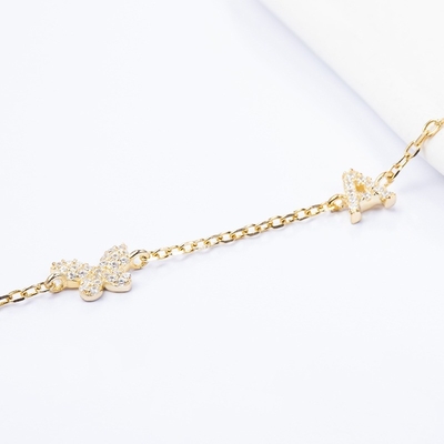 گردنبند مینی 18K طلای سفید مایکرون Pave CZ پروانه 925 استرلینگ نقره معلق