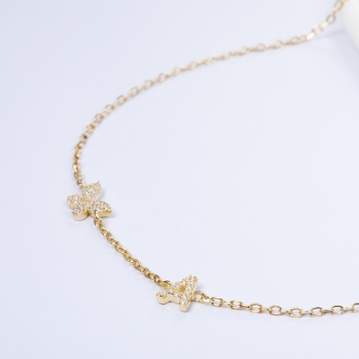 گردنبند مینی 18K طلای سفید مایکرون Pave CZ پروانه 925 استرلینگ نقره معلق