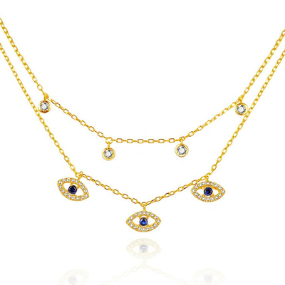 دو لایه Evil Eye Bezel Set گردنبند الماس زن ها