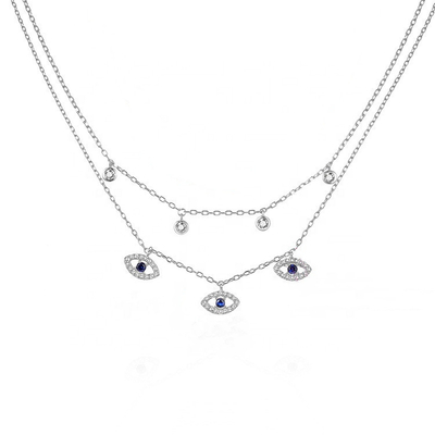 دو لایه Evil Eye Bezel Set گردنبند الماس زن ها