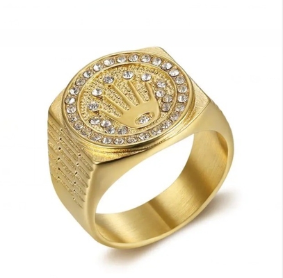 تاج 18K حلقه طلایی مربع یک جنس دست سفید کریستال حلقه زوج