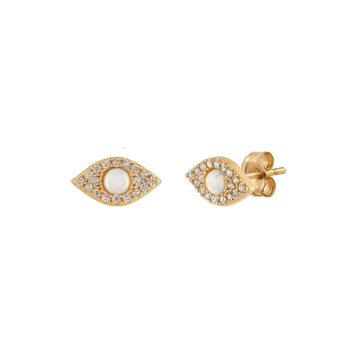 گوشواره های 925 نقره ای OEM ODM گوشواره های Opal Stud طلا شده
