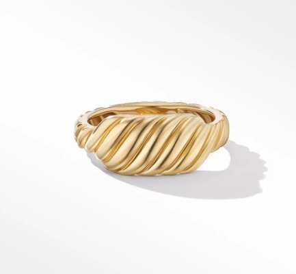 لوگو سفارشی Gold Plated David Cable Wave حلقه های فولادی مردانه