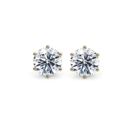 گوشواره های 6 پنجه سفید CZ 925 نقره ای 18K گوشواره های Zirconia