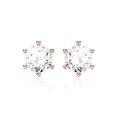 گوشواره های 6 پنجه سفید CZ 925 نقره ای 18K گوشواره های Zirconia