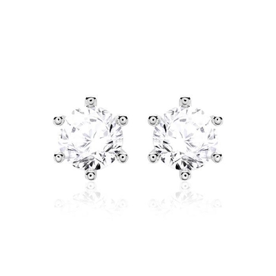 گوشواره های 6 پنجه سفید CZ 925 نقره ای 18K گوشواره های Zirconia