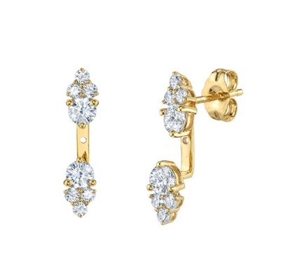 گوشواره های ژاکت الماس 925 18K طلا شده