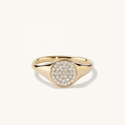 OEM ODM مردان 14K طلا حلقه مهر زنانه Zircon طلا حلقه سفارشی
