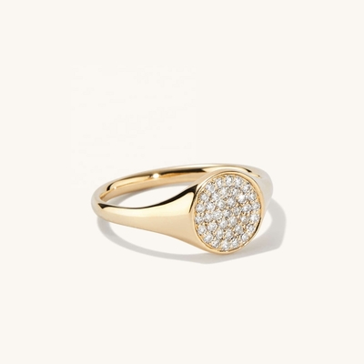 OEM ODM مردان 14K طلا حلقه مهر زنانه Zircon طلا حلقه سفارشی