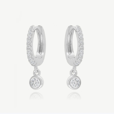 18K طلا شده S925 نقره کوچک Huggies تک بیزل سنگ حلقه گوشواره برای زنان