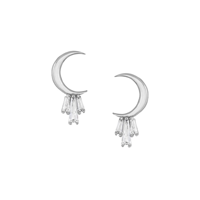 طلای 18K 925 استرلینگ نقره بیگوئیت گوشواره های ماه برای زنان AAA سنگ CZ