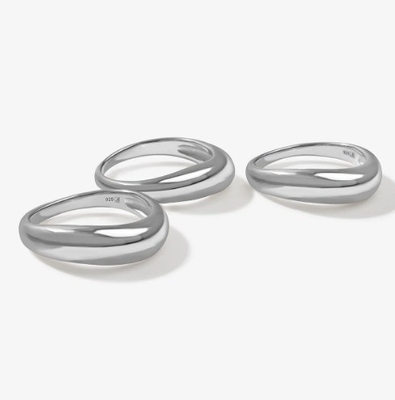 US5-US10 925 حلقه های نقره ای استرلینگ 18K طلا شده