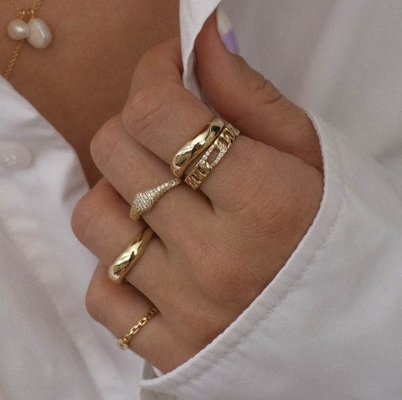 US5-US10 925 حلقه های نقره ای استرلینگ 18K طلا شده