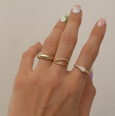 US5-US10 925 حلقه های نقره ای استرلینگ 18K طلا شده