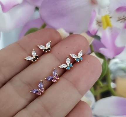 طلای 18 کارت مارکیز برش فیروزه ای CZ 925 نقره ای پروانه های پرنده ای برای زنان