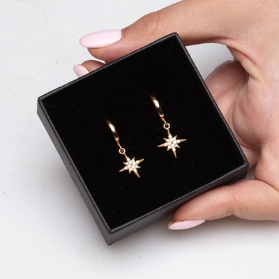 گوشواره های طلایی طلایی Starburst 925 گوشواره های طلایی کوچک