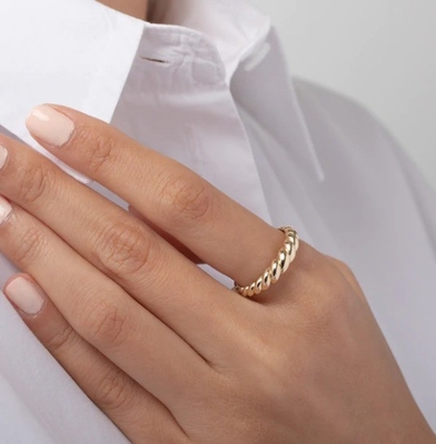 رنگ زرين خارق العاده باروكي 14 کارت 925 استرلينگ نقره خاتمه زنانه