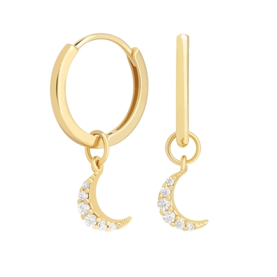 گوشواره های Dangle Moon Hoop 925 نقره ای برای زنان طلا برزیلی 18K جواهرات سفارشی