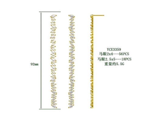 جواهرات سفارشی گوشواره های دیگر نوع Long Silver Plating گوشواره ها با Marquis CZ Stone