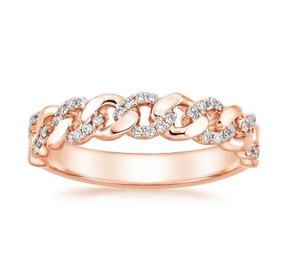 مایکرون پاو CZ 18K زره پوشیده زنجیره ای پیوند 925 استرلینگ نقره حلقه های زنانه