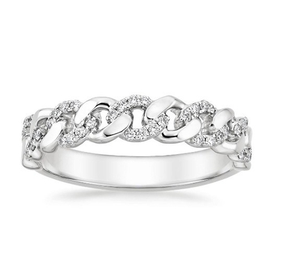 مایکرون پاو CZ 18K زره پوشیده زنجیره ای پیوند 925 استرلینگ نقره حلقه های زنانه