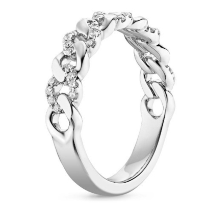 مایکرون پاو CZ 18K زره پوشیده زنجیره ای پیوند 925 استرلینگ نقره حلقه های زنانه