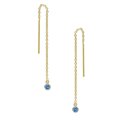 925 استرلینگ نقره ساده 18K طلا زنانه Bezel قطره زنجیر رشته گوشواره