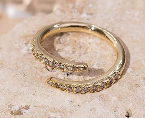 14K زره پوشانده زيرکونيايي مکعب باز و خم شده بادي بند حلقه ECO دوستانه
