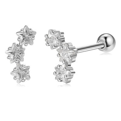گوشواره های 18K طلا شده 925 استرلینگ ستاره نقره ای مکعب زرکونیا برای زنان لوازم جانبی