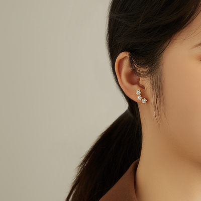گوشواره های 18K طلا شده 925 استرلینگ ستاره نقره ای مکعب زرکونیا برای زنان لوازم جانبی