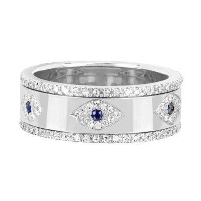 رنگ آبی سفیر سفید CZ چشم زنان Eternity Band Brass Eternity Ring برای زنان