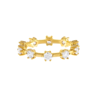 925 استرلينگ نقره ساده 18K طلا Vermeil Prong تنظیم عصاره ابديت حلقه بانوان نازک