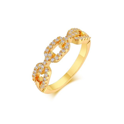 925 استرلینگ نقره ای حلقه زنجیره ای 18K زنانه حلقه های زرکونیا مکعب