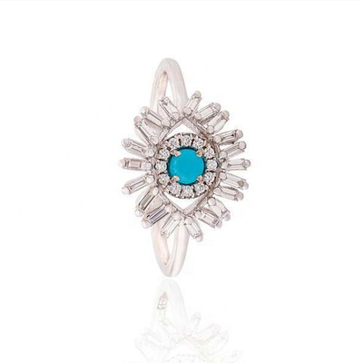 925 استرلینگ نقره فیروزه ای Evil Eye Eternity Band حلقه برای جواهرات دست ساز یونیسکس